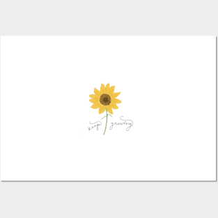 "Keep Growing" Sunflower Illustration Posters and Art